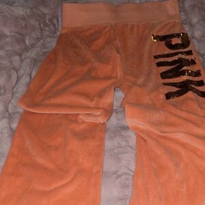 PINK Victoria's Secret  Sweatpants in Orange with Sequin Detail